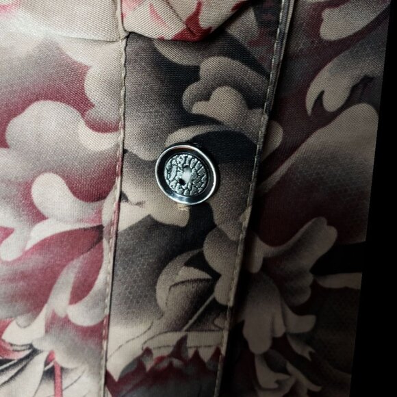 Floral Button-Up Short-Sleeve Blouse With Scalloped Edging  Multicolor Size 21 - Picture 14 of 14